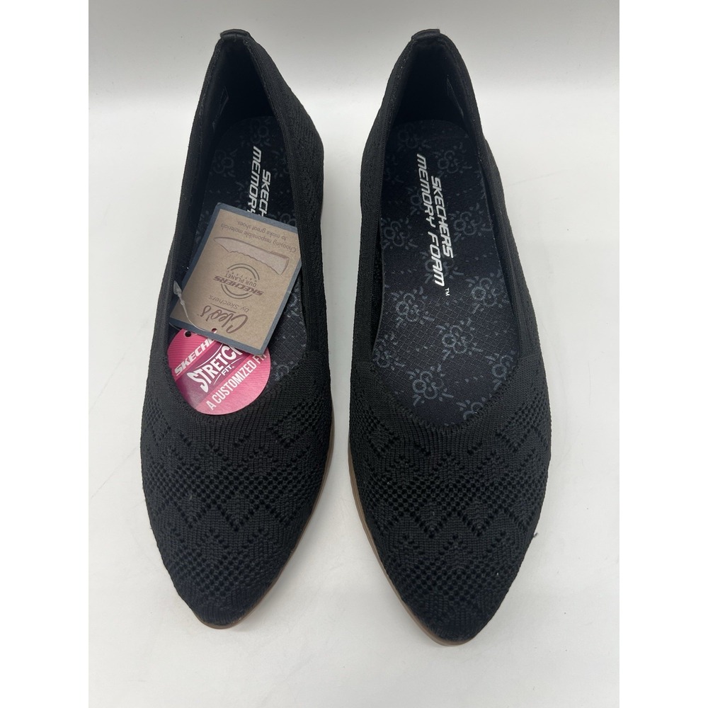 Skechers Womens Cleo Sawdust 8.5 Black Air Cooled Memory Foam Slip On Comfort